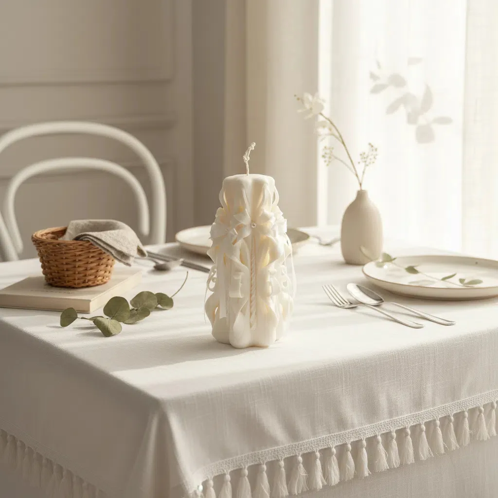 Bow detail carved candle