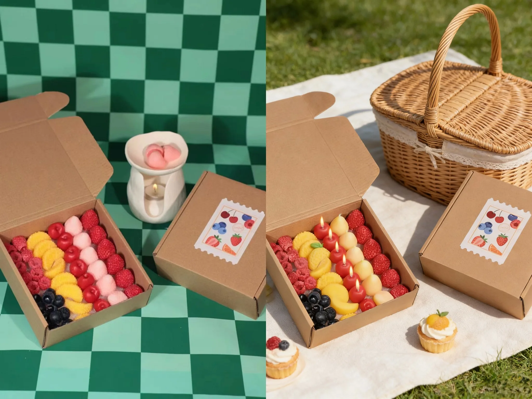 Fruit wax melts outdoor gift presentation