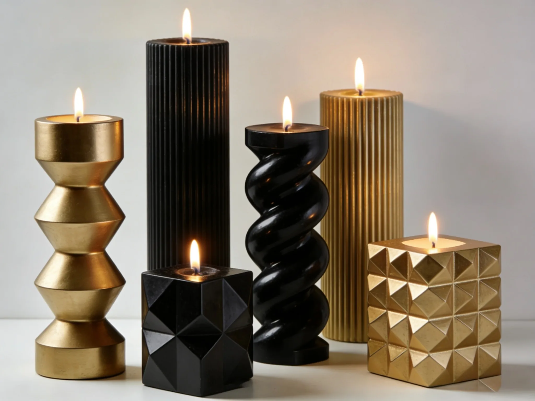 Modern sculptural soy wax candle